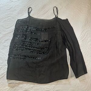 Robert Rodriguez Split Hem Layered Sheer Cami. Black and White. Size: 6.
